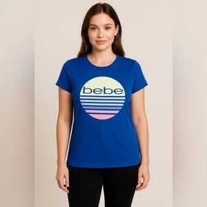 NWT Bebe Blue Graphic Logo Tee